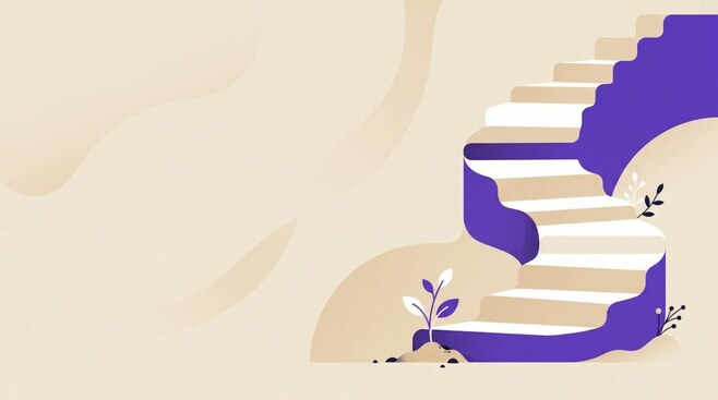 Illustratie van een plantje onder aan een trap, als beeld voor beginnen met beleggen