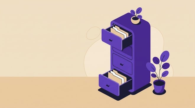 Illustratie van een archiefkast met aparte laden, als beeld voor beleggingen die apart van de broker worden bewaard