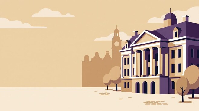Illustratie van een klassiek beursgebouw met zuilen aan een plein, als beeld voor Beursplein 5
