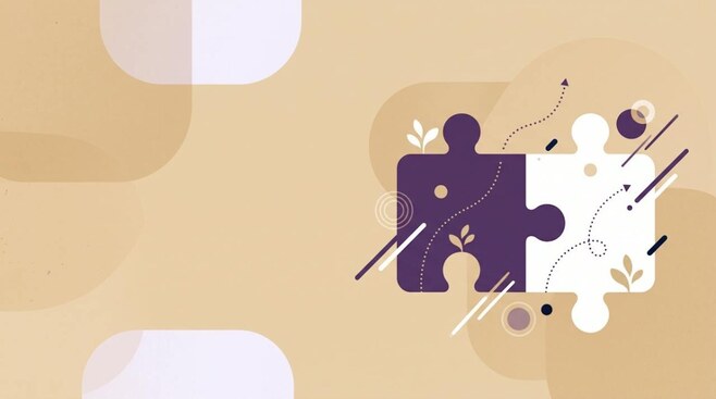 Illustratie van twee puzzelstukken die in elkaar passen, als beeld voor samengaan