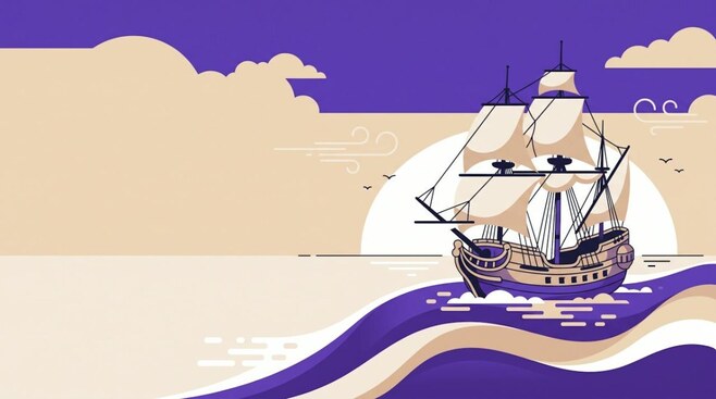 Illustratie van een zeventiende-eeuws zeilschip, als beeld voor de VOC